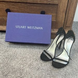 Stuart Weitzman Black Goose Bump Nudist Sandals